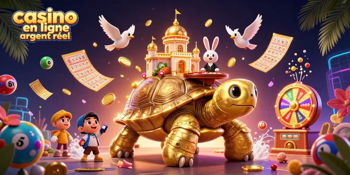 Jouer à casino en ligne argent réel avec une tortue géante et des éléments de loterie colorés