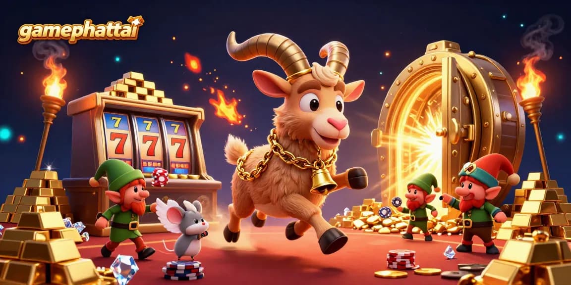 Spin to win big with gamephattai's exciting slots amidst golden treasures and lively characters.