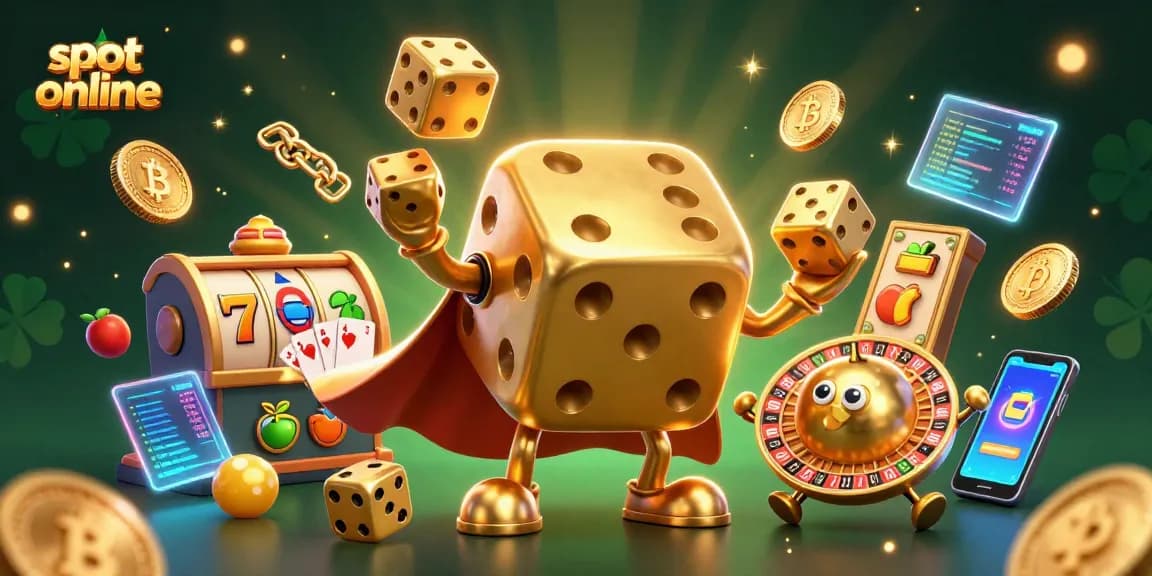 Engage in thrilling slot online adventures with vibrant characters and crypto elements in a dynamic casino scene.