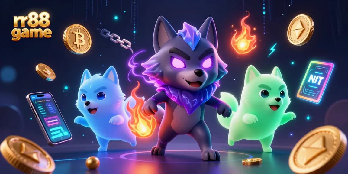 Engage in the thrilling rr88 game experience with a dynamic scene of spectral wolves and crypto elements.