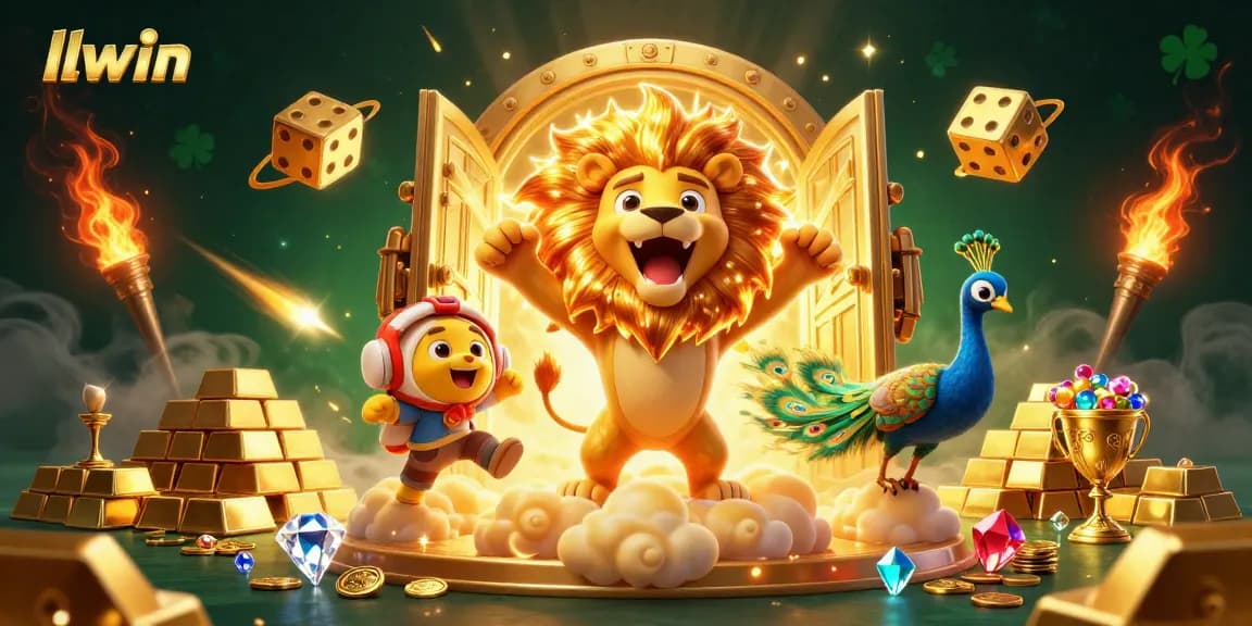 Experience thrilling casino action with llwin in a vibrant 3D fantasy scene filled with treasures.