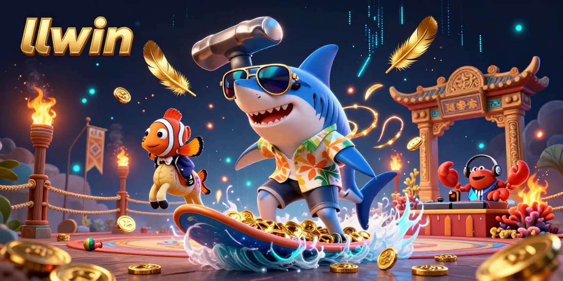 Engage in thrilling gaming adventures at llwin with vibrant scenes of casino elements and animated characters.