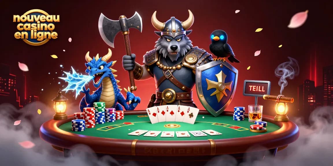 Vivez l'expérience d'un nouveau casino en ligne avec un héros viking affrontant des dragons et jouant au poker.