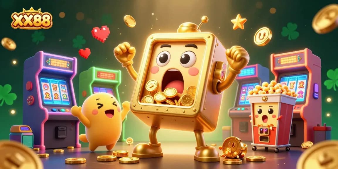 Experience the thrill of winning at XX88 with a vibrant 3D cartoon slot machine celebration!