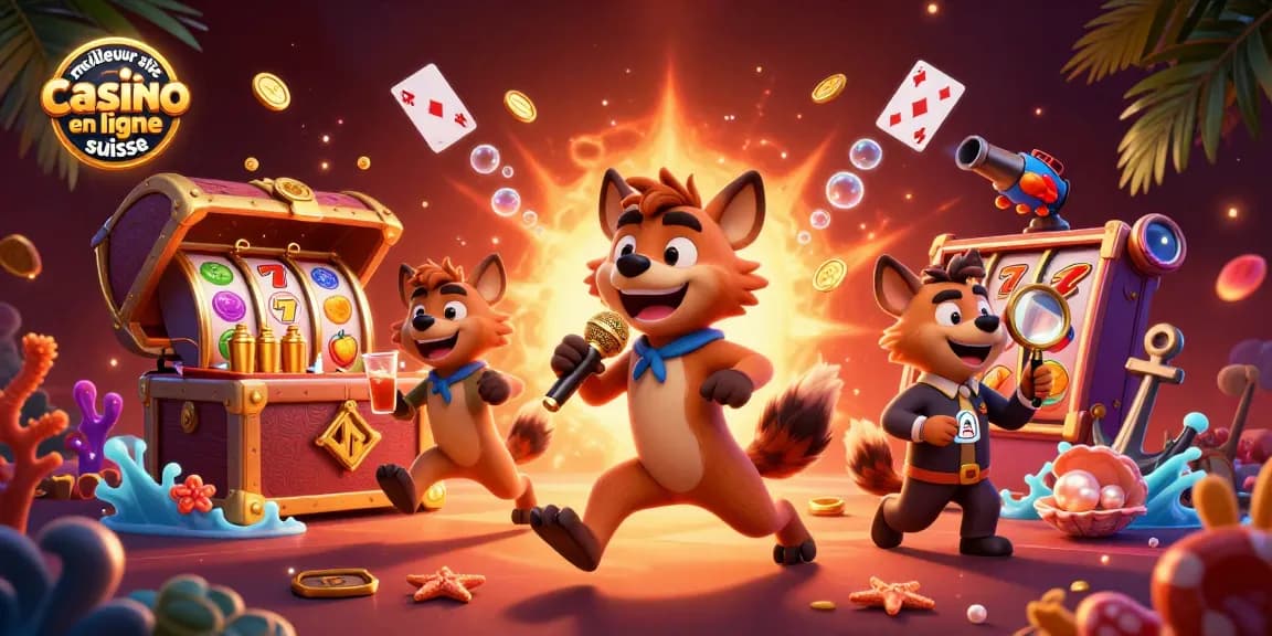 Découvrez le meilleur site casino en ligne suisse avec des hyènes animées dans un club comique plein d'actions.