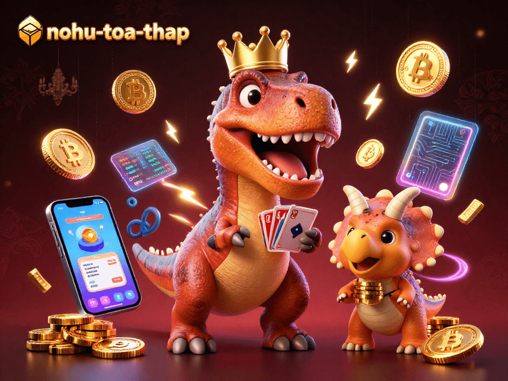 Spin the nohu-toa-thap slot reels with vibrant characters and colorful casino elements.