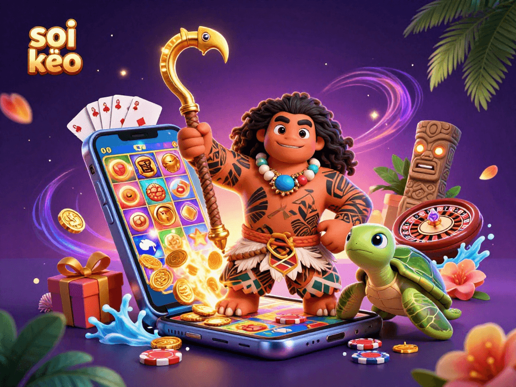 Engage in thrilling soi kèo betting with dynamic casino characters and vibrant game elements.