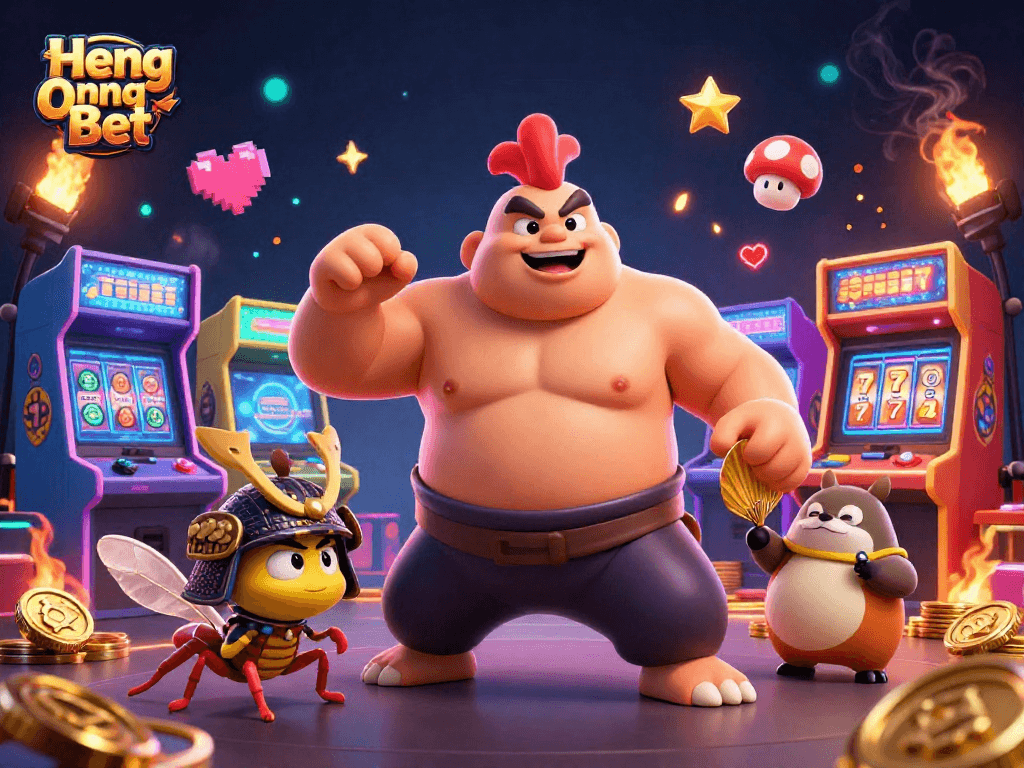 Engage in the thrilling action at Heng Ong Bet with powerful characters and vibrant casino elements.