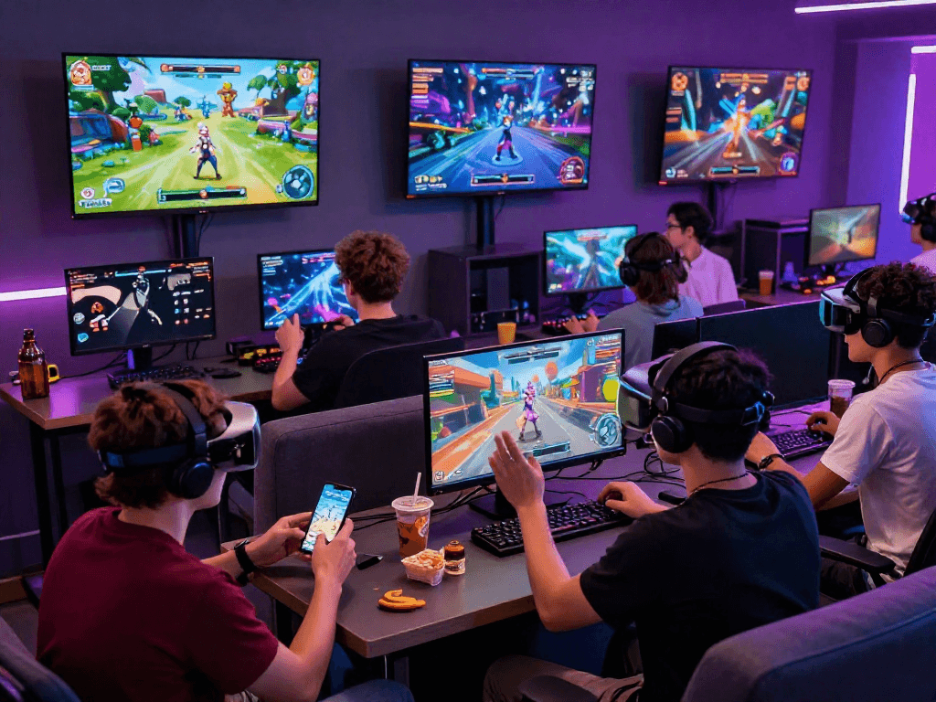 Players engaging with immersive sex games in a vibrant gaming setup.
