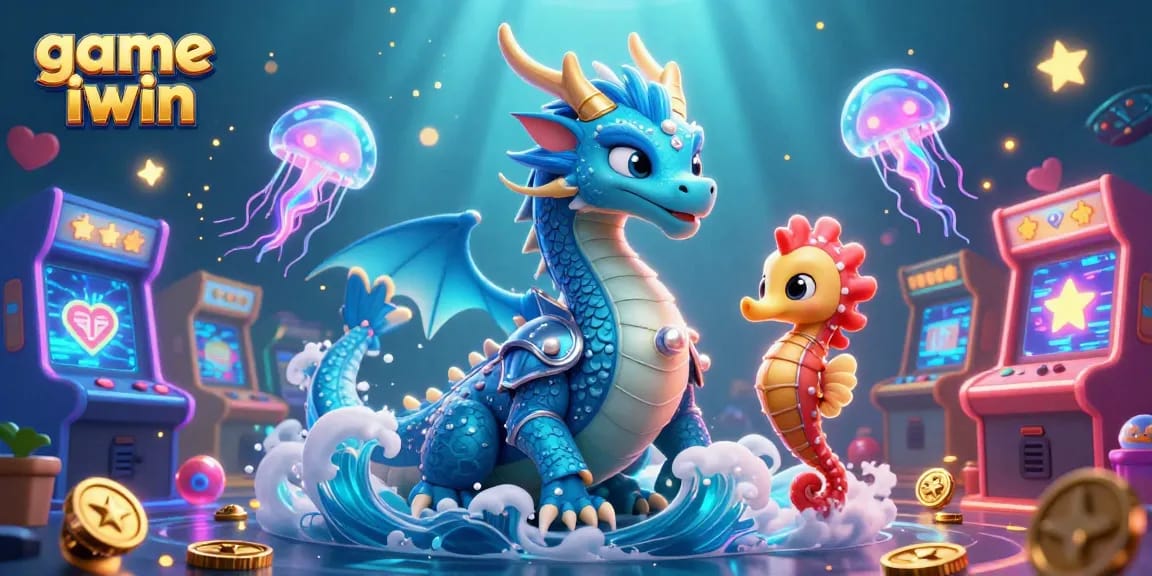 Engage with game iwin as an azure dragon and seahorse knight illuminate casino-themed adventures.
