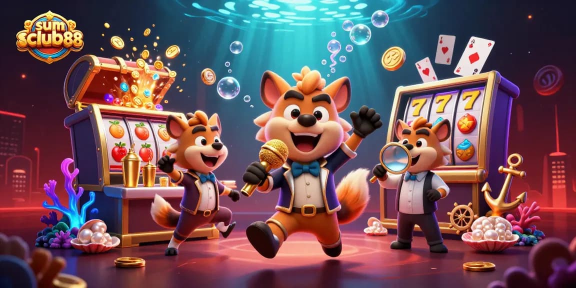 Experience the thrilling atmosphere of sumclub88 in this rich illustration featuring hyenas in a comedy casino.