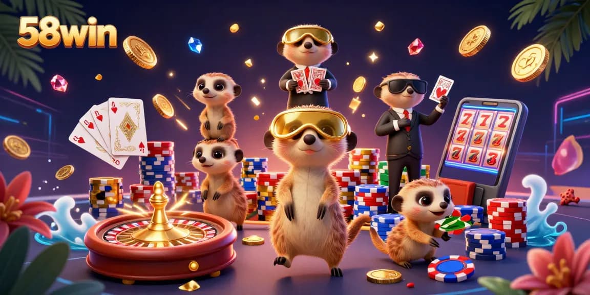 Experience thrilling gaming action at 58win with exciting casino illustrations and vibrant animations.