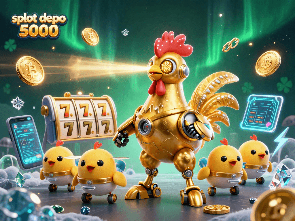 Experience vibrant gaming with slot depo 5000 in this dynamic casino-themed illustration.