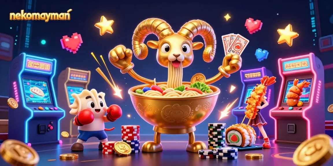 Engage in exciting gameplay with nekomayman, showcasing vibrant 3D characters and dazzling casino elements.
