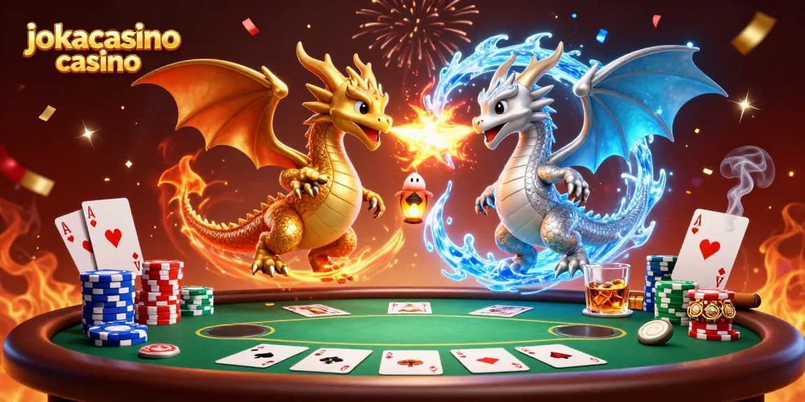 Experience the adrenaline of jokacasino casino with an epic dragon showdown at a poker table.