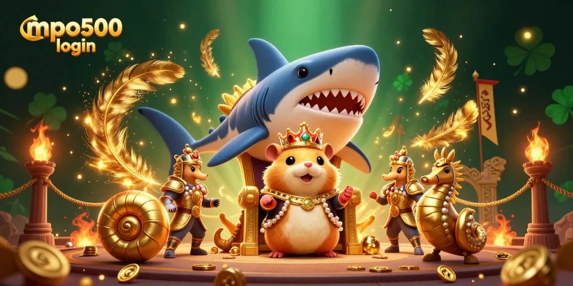 Engage with the thrilling mpo500 login experience featuring a golden hamster king in a vibrant casino world.