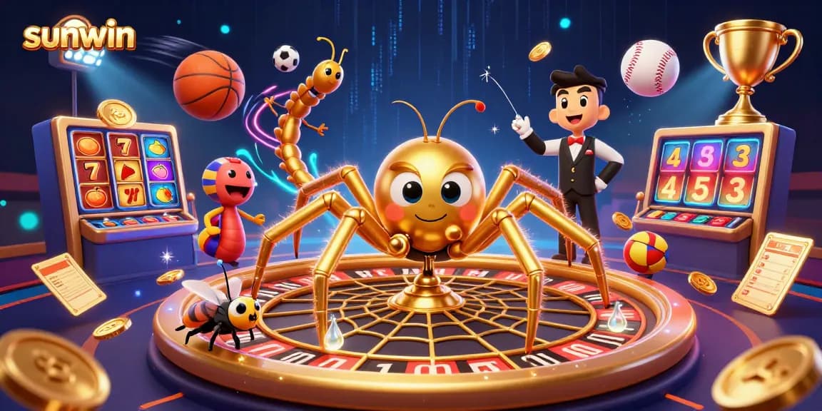 Engage in thrilling bets at sunwin with a 3D golden spider roulette scene.