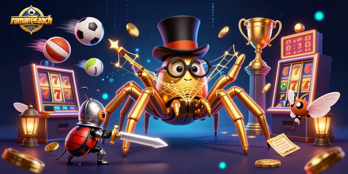 Engage in exciting gameplay with romance-search, as the golden tarantula and beetle knight bring casino adventures to life.