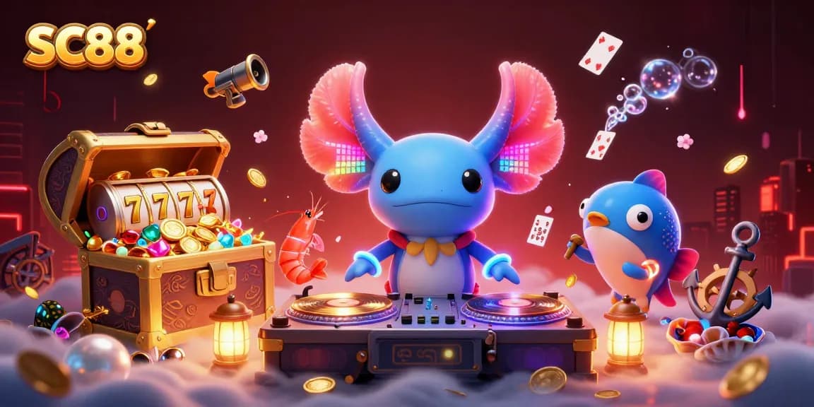 Spin to win at SC88 with a vibrant underwater DJ scene featuring exciting casino elements.