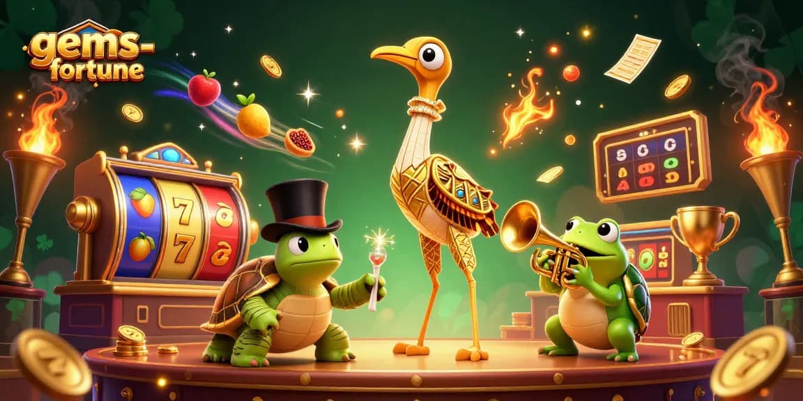 Experience the thrill of gems-fortune in this vibrant 3D slot game scene filled with excitement.