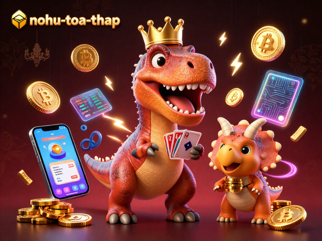 Spin the nohu-toa-thap slot reels with vibrant characters and colorful casino elements.