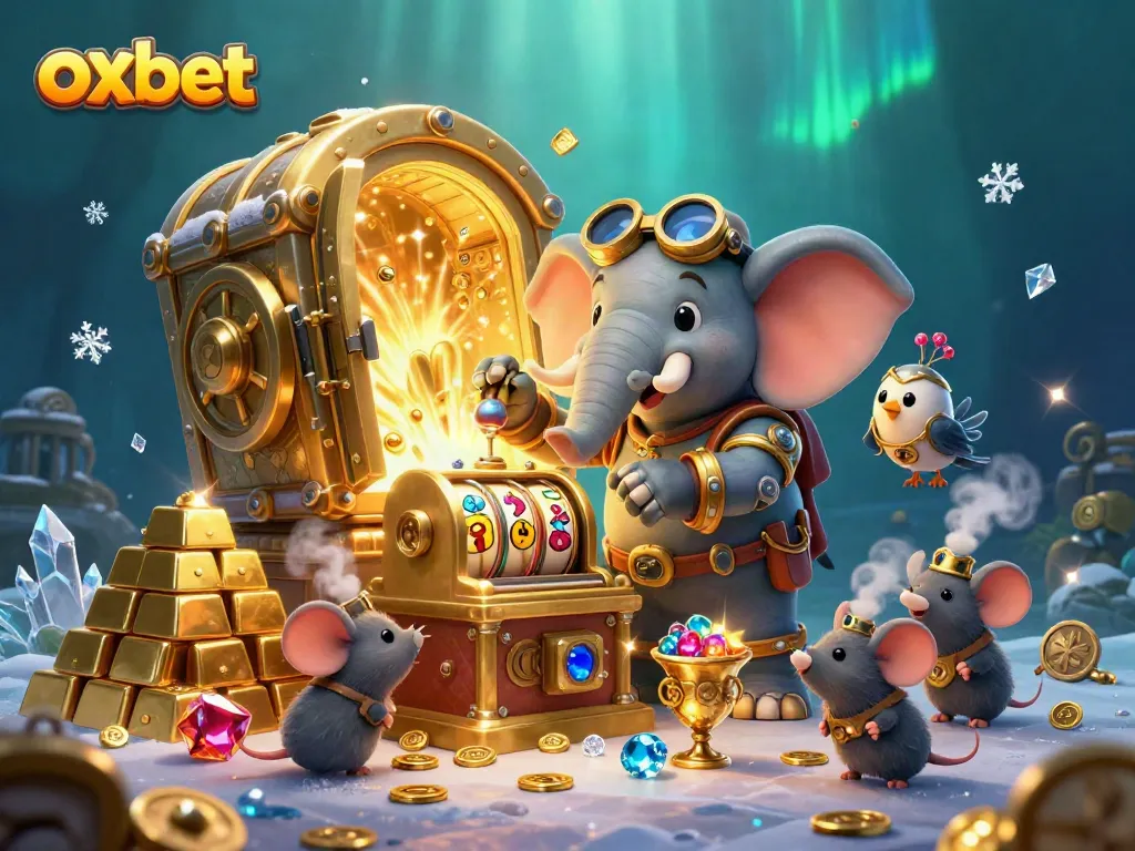 Spin the reels at Oxbet, enjoying a bright and vibrant casino scene filled with treasures.