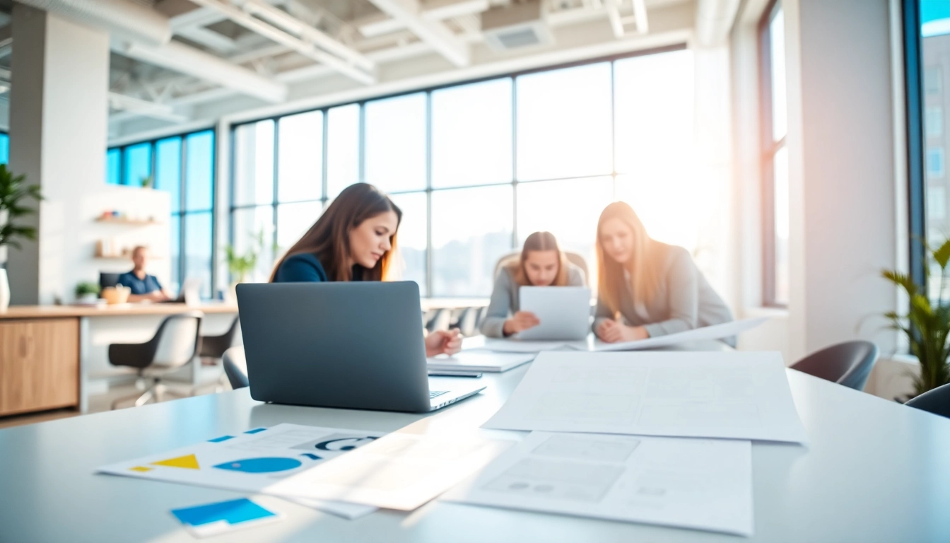 Showcasing website design agency Melbourne team working on innovative web projects in a vibrant office.