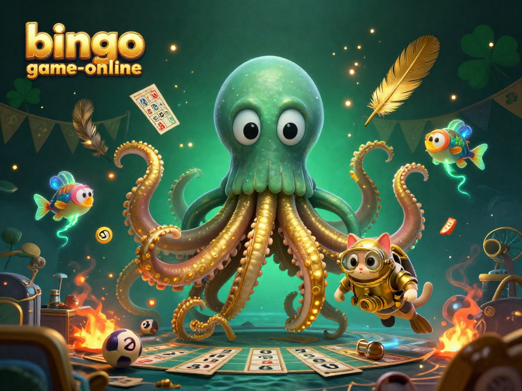 Join the excitement at bingo-game-online with this dynamic bingo game illustration featuring jackpot elements and lively characters.