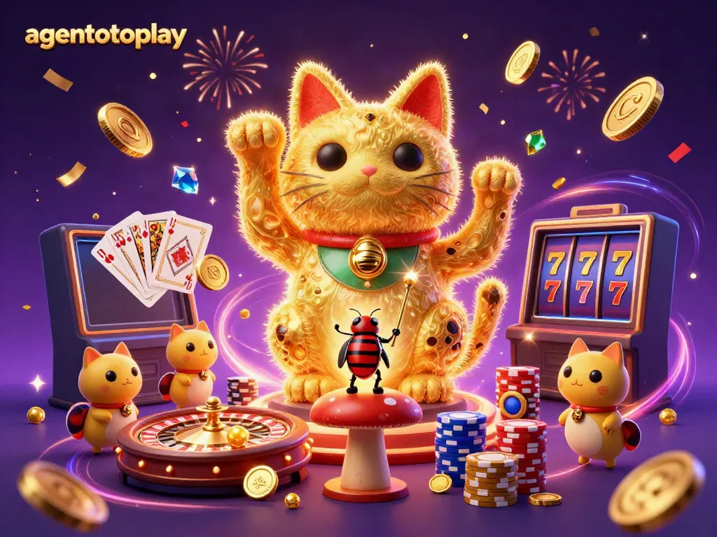 Enjoy thrilling gameplay with agentotoplay as lucky cats and casino symbols shine in rich detail.