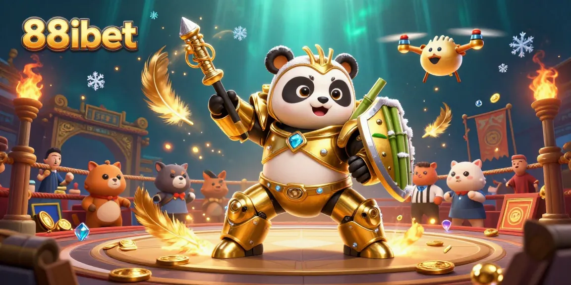 Experience the thrill of betting at 88ibet with a vibrant 3D sports arena illustration featuring a golden panda.