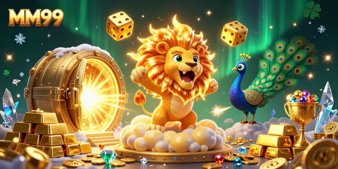 Experience the thrill of MM99 as the cartoon sun lion roars amidst golden treasures and cosmic action.