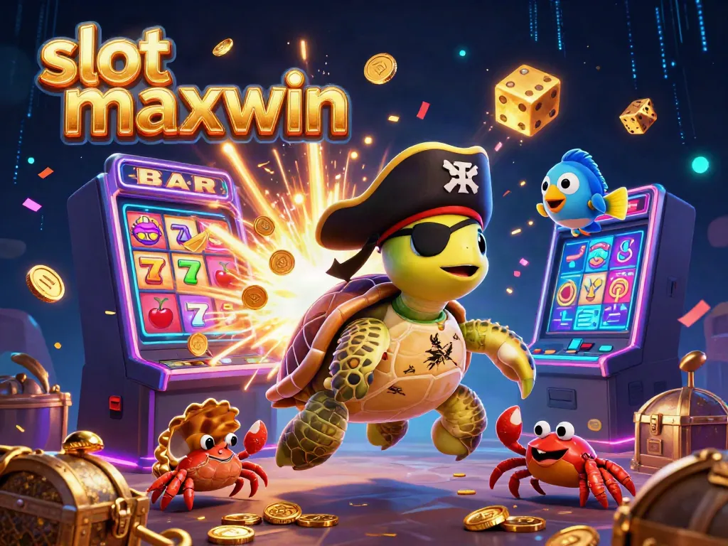 Engage in slot maxwin excitement with a vivid 3D illustration showcasing dynamic casino elements.