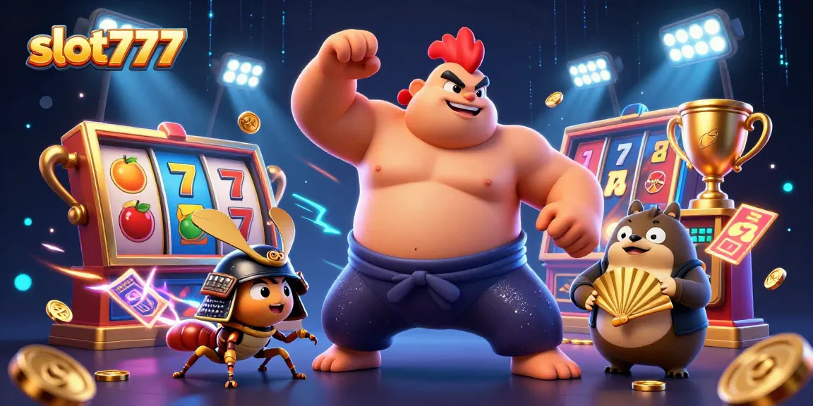 Slot777 menghadirkan karakter kartun sumo yang kuat, bersiap untuk kemenangan jackpot!