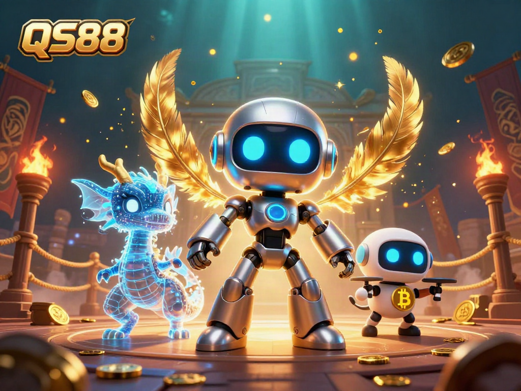 Engage with QS88's thrilling casino experience featuring an epic cyberpunk scene.