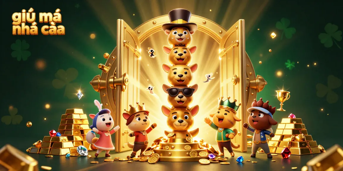 Engage with giải mã nhà cái through a vibrant 3D casino-themed illustration showcasing animated characters and treasure.