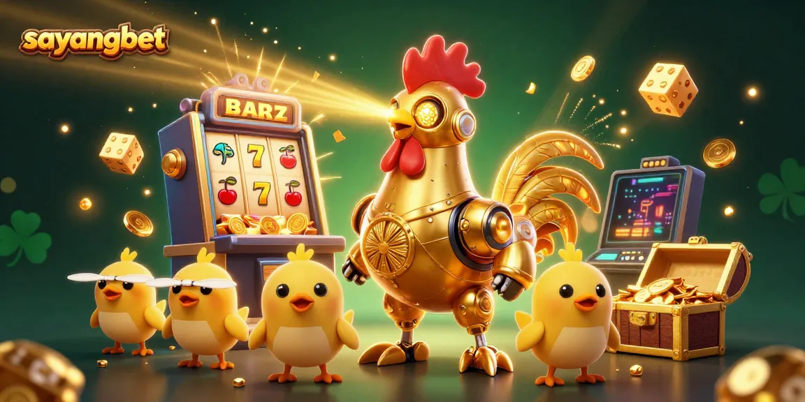 Experience winning thrills on sayangbet with the vibrant rooster robot and dynamic casino elements.