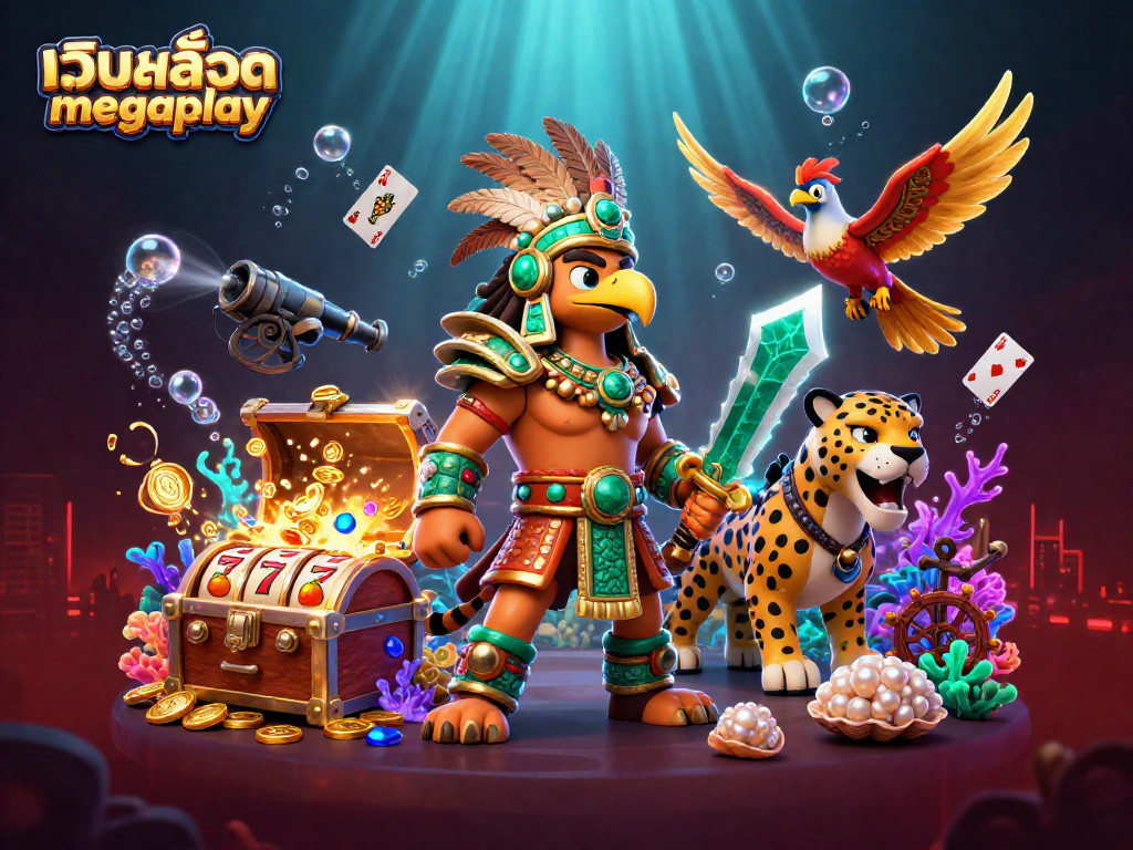 เล่นเว็บสล็อต megaplay กับภาพการต่อสู้ของนักรบอัซเท็กและสัตว์พลัง