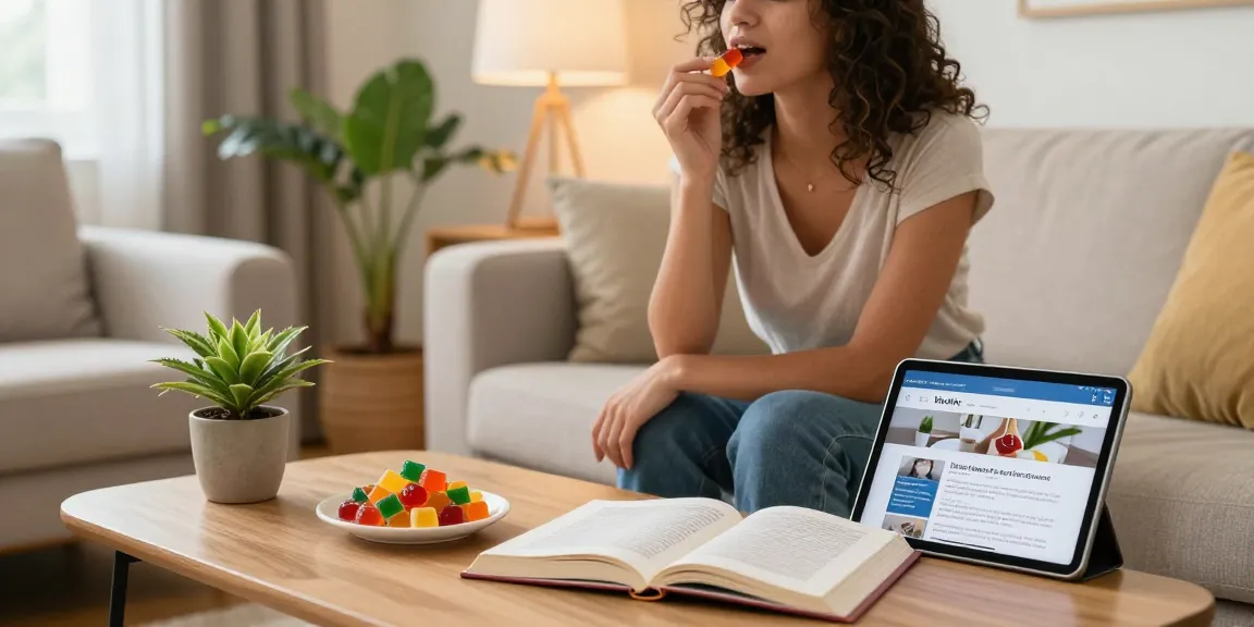 Person enjoying flavorful THC gummies in cozy living space inspired by https://finance.yahoo.com, showcasing lifestyle wellness.