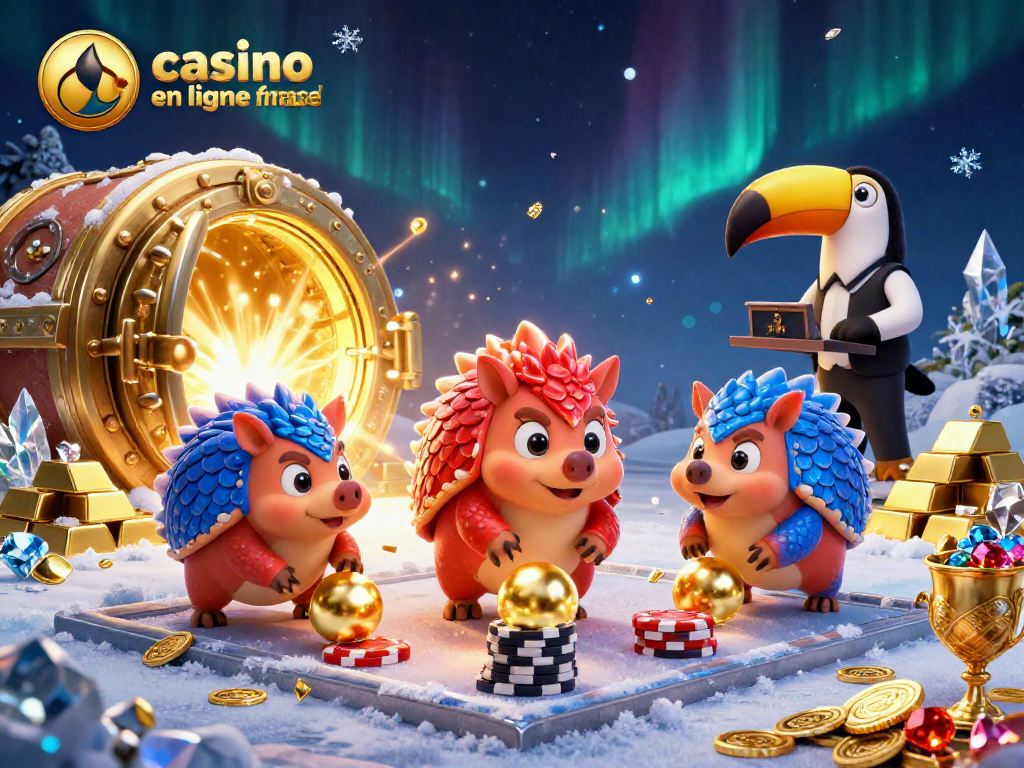 Animation de pangolins rivalisant sur un casino en ligne, illustrant le casino en ligne France légal