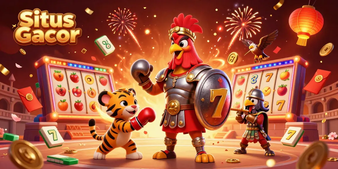 Menangkan permainan di Situs Slot Gacor dengan simbol slot beruntung dan suasana meriah yang ceria.