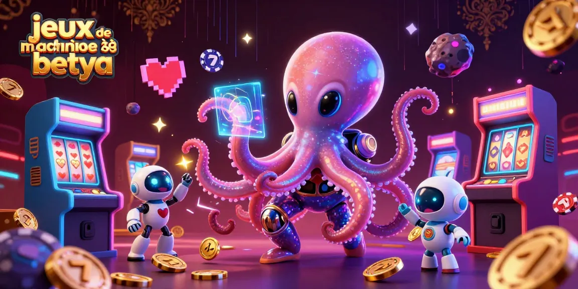 Play exciting jeux de machines à sous betya with a vibrant alien octopus and robot in a dynamic casino scene.
