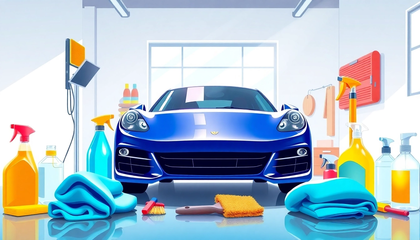 Engaging simple car detailing routine for beginners displayed with tools and a glossy car.