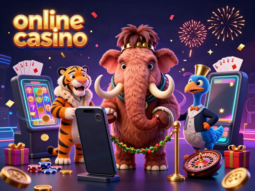 Experience dynamic interaction at an online casino with a woolly mammoth bouncer and vibrant gaming elements.