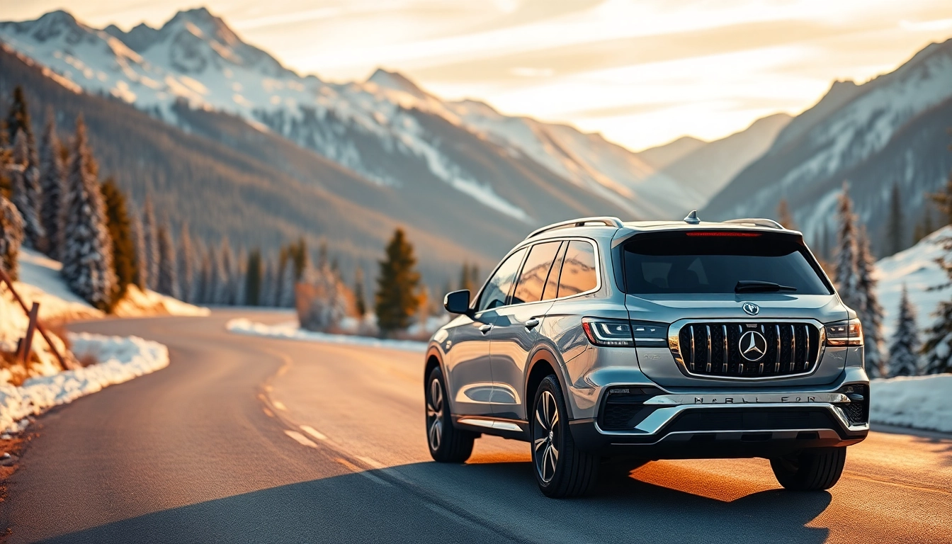 Book premium car service vancouver to whistler with a luxury vehicle in a scenic landscape.