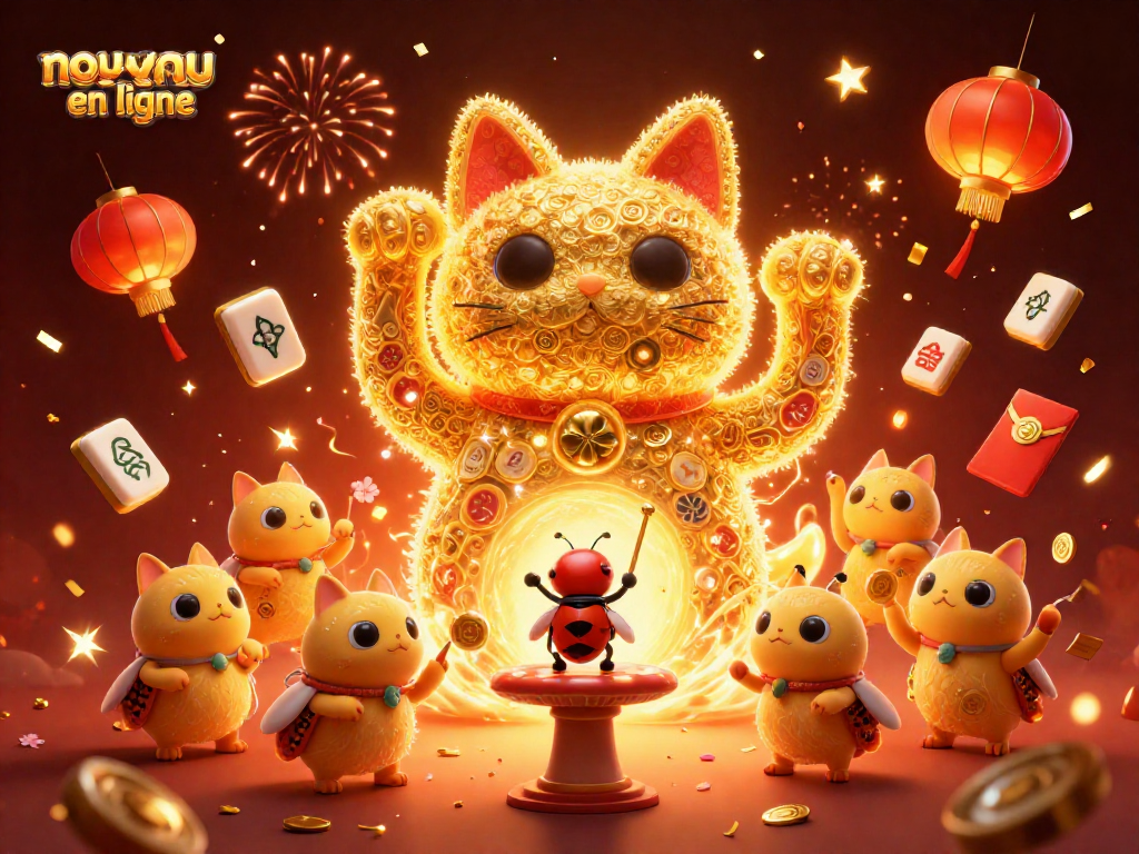 Découvrez le nouveau casino en ligne avec un chat chanceux et des symboles de jeux animés.